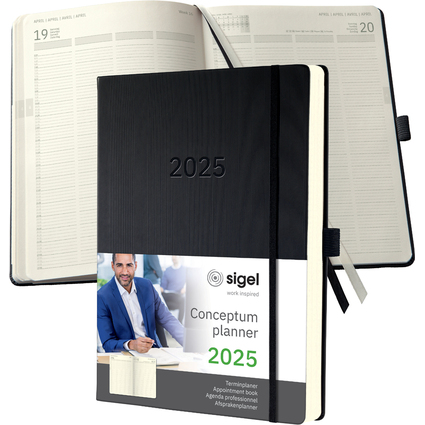 sigel Buchkalender Conceptum 2025, DIN A4+, schwarz