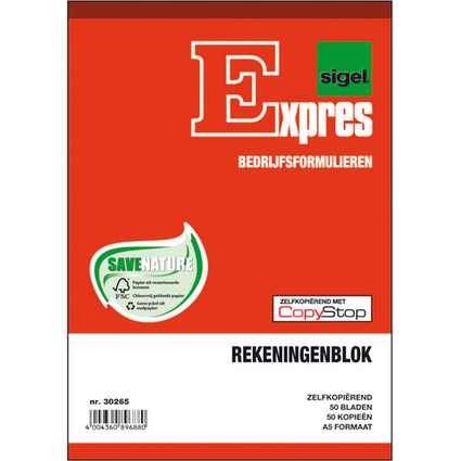 Expres Rekeningblok, zelfkopierend, A5 staand, 2 x 50 vel