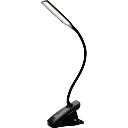 ALBA LED Akku-Leseleuchte "LEDCLIP", flexibler Arm, schwarz