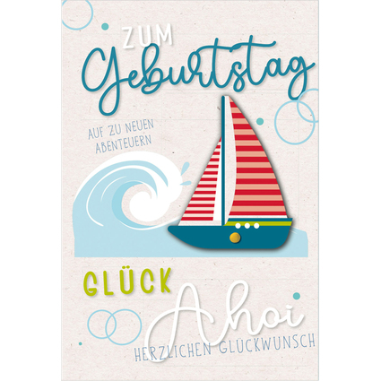 SUSY CARD Geburtstagskarte Round "Segelboot"