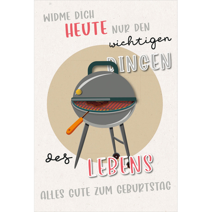 SUSY CARD Geburtstagskarte Round "Grill"