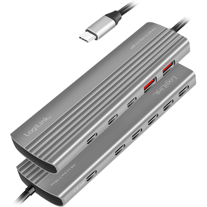 LogiLink USB 3.2 Ultra-Slim-Hub, 10-Port, 2x USB-A, 8x USB-C