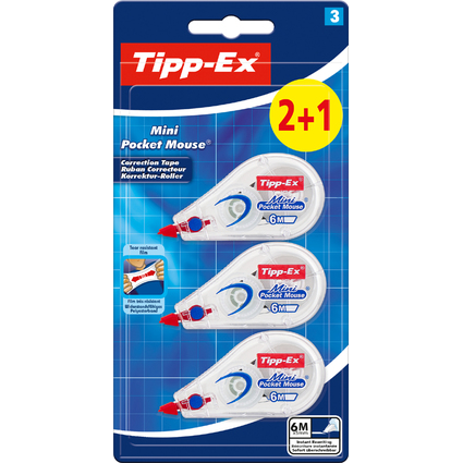 Tipp-Ex Korrekturroller Mini Pocket Mouse, 5mm x 6 m, 2+1