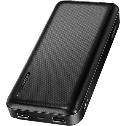 LogiLink Powerbank 20.000 mAh, 2x USB-A, 1x USB-C, schwarz