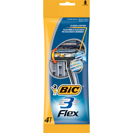 BIC Einwegrasierer 3 Flex, fr Mnner, 4er Pack