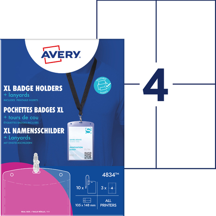 AVERY Namensschilder-Tasche mit Textilband, 105 x 148 mm