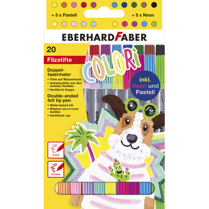 EBERHARD FABER Doppelfasermaler COLORI, 20er Kartonetui