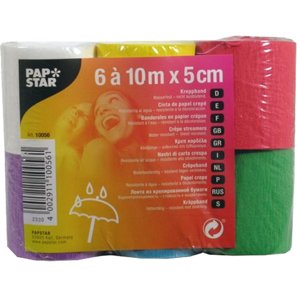 PAPSTAR Krepp-Papier-Bnder, 50 mm x 10 m, 6er Pack