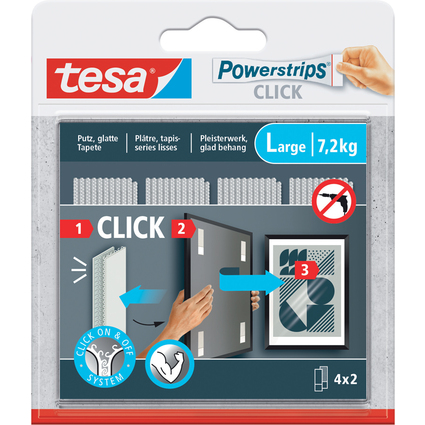 tesa Powerstrips CLICK Klettstreifen LARGE, wei