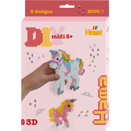 Hama Bgelperlen midi 3D "Einhrner", Geschenkpackung