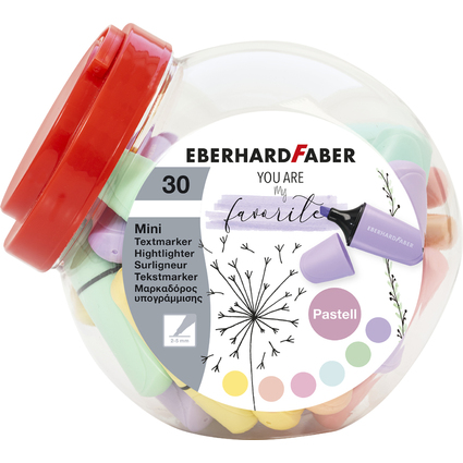 EBERHARD FABER Textmarker Mini Pastell, 30er Bonboniere