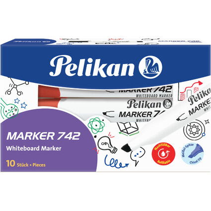 Pelikan Whiteboard-Marker 742, Keilspitze, rot